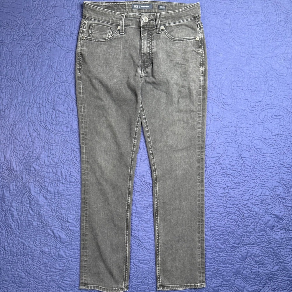 BKE Jake Straight Leg Charcoal Denim Jeans Mens 32x31.5 Pants Stretch Black Gray